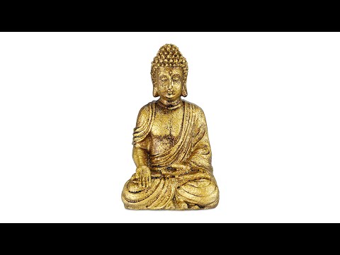 Buddha Figur Garten 20 cm Gold - Kunststoff - Stein - 10 x 17 x 7 cm