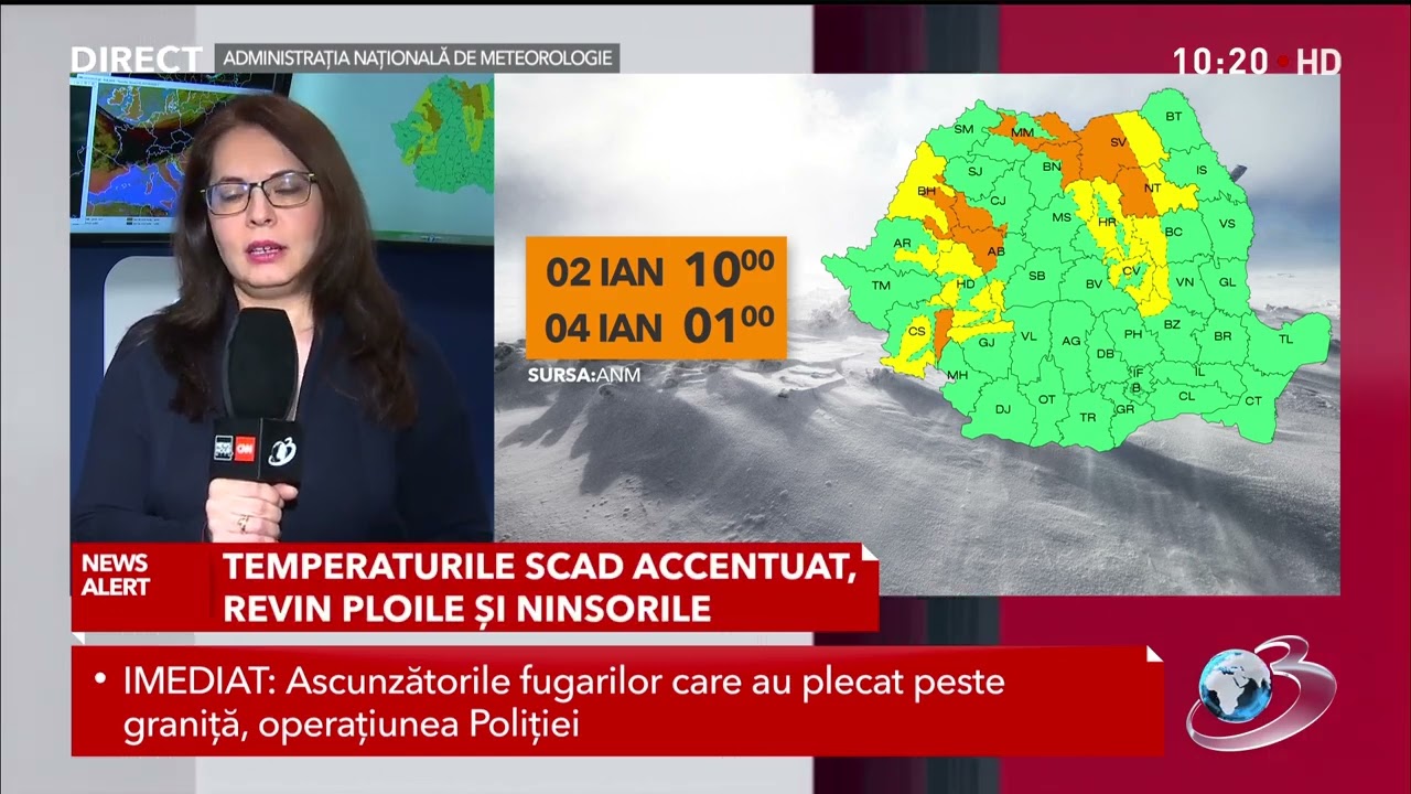 Alerte meteo Cod portocaliu și Cod galben de viscol și ninsori