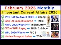 February 2026 Monthly Current Affairs February Current Affairs 2026 Current Affairs 2026