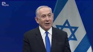 ראש הממשלה בנימין נתניהו בנאום לוועידת AIPAC (עדכוני משרד ראש הממשלה) - התמונה מוצגת ישירות מתוך אתר האינטרנט יוטיוב. זכויות היוצרים בתמונה שייכות ליוצרה. קישור קרדיט למקור התוכן נמצא בתוך דף הסרטון