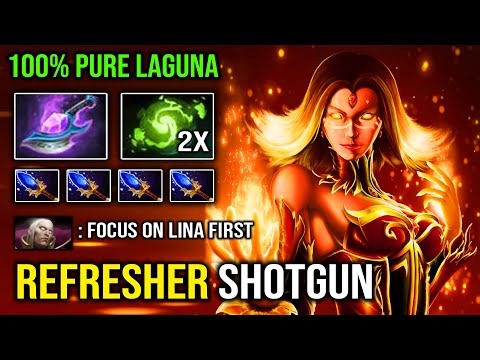 CRAZY 2X SHOTGUN Refresher + Scepter Lina 100% Pure Laguna Blade Imba Counter PA & Invoker DotA 2