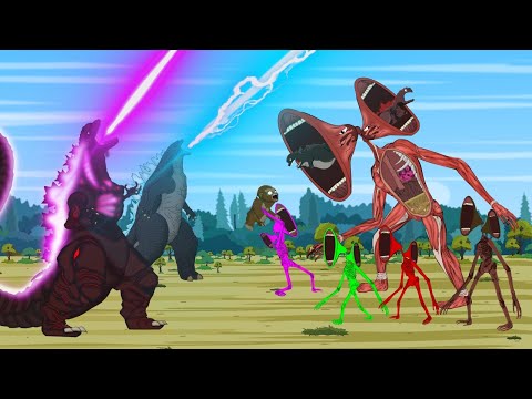 Godzilla, Shin, Kong vs EVOLUTION OF TITAN SIREN HEAD Swallow ALL [HD] | Godzilla Cartoon Funny