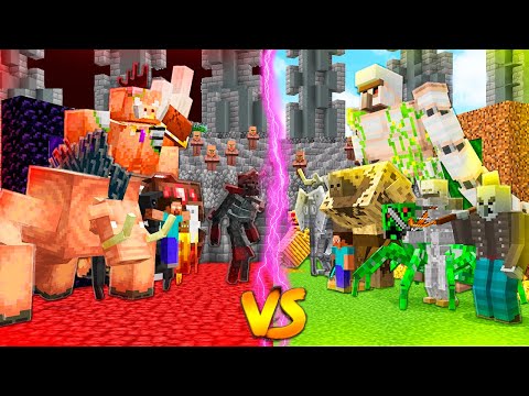 Crazy Minecraft Battle: Nether VS Overworld! Must Watch!