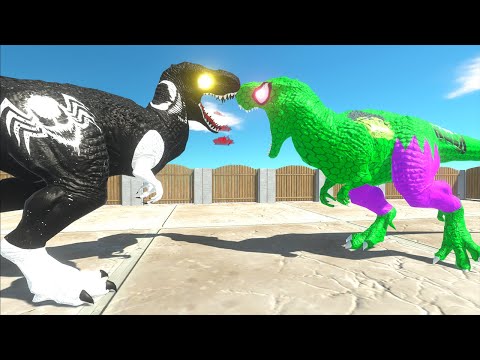 HULK T-REX VS VENOM T-REX DEATH FALL - Animal Revolt Battle Simulator