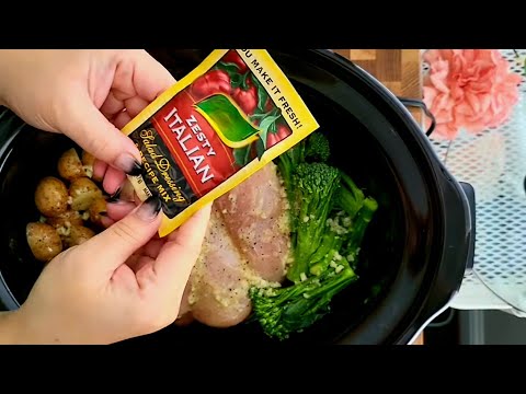 Slow Cooker Lemon Garlic Chicken Dinner EASY Crockpot Dinner Recipe Simply Mam Cooks