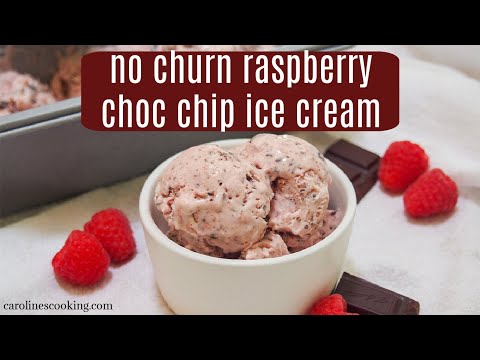No churn raspberry chocolate chip ice cream