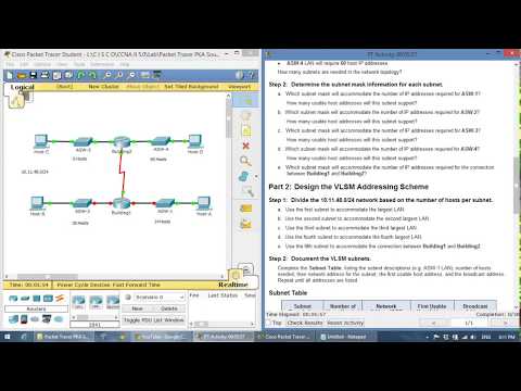 CCNA2 6.3.3.6 Packet Tracer Designing and Implementing a VLSM Addressing Scheme