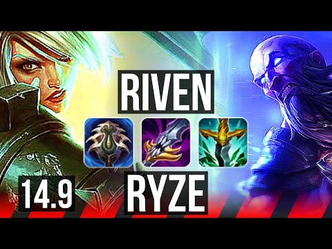 RIVEN vs RYZE (TOP) | 62k DMG, 8 solo kills, 3000+ games, Legendary | NA Grandmaster | 14.9