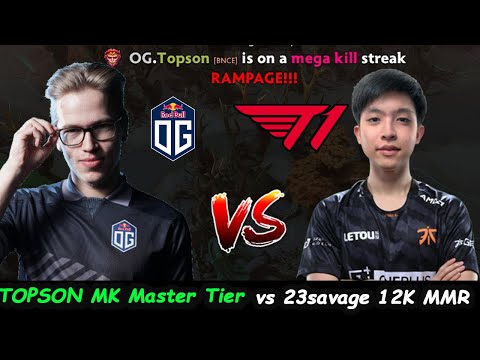 T1 23savage Faceless void 12K MMR vs OG Topson Monkey King - Rampage Dota 2 pro Gameplay