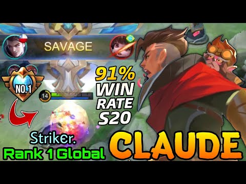SAVAGE!! Supreme No.1 Claude with 91% Win Rate S20 - Top 1 Global Claude Strikєr. - MLBB
