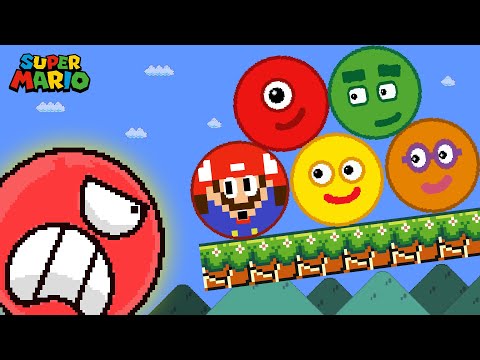 Mario, Numberblocks and Red Ball 4 in Super Mario Bros: New Super Marble Race Team | Game Animation