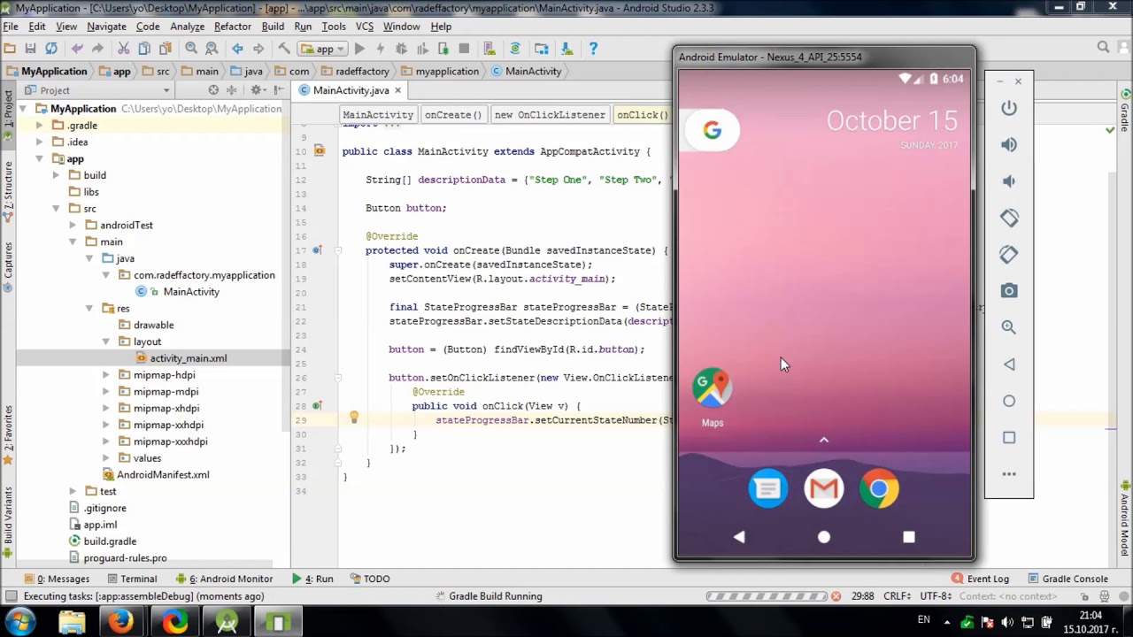 Using StateProgressBar library in Android Studio