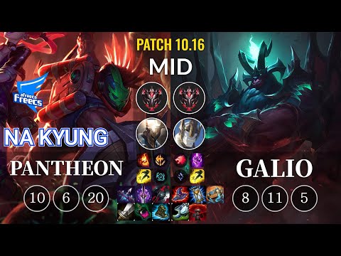 AF Na Kyung Pantheon vs Galio Mid - KR Patch 10.16