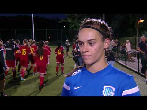 Fien Steyvers voor de Sportbeat lens na RC Genk Ladies vs U17 Nationaal KBVB