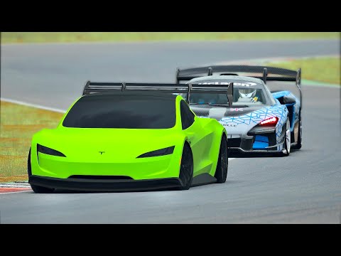 Tesla Roadster GTR vs McLaren Senna GTR at Mugello