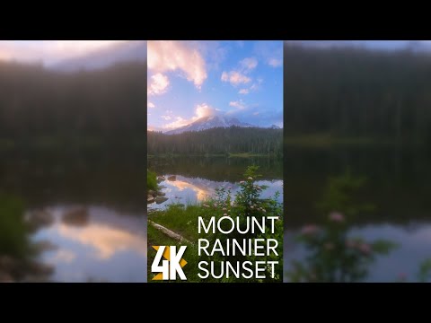 2 HRS Scenic Nature Views for Vertical Screens - Destress & Deep Sleep - 4K Mt. Rainier after Sunset