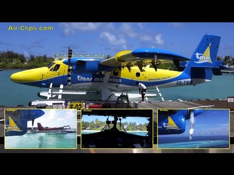 Trans Maldivian Airways COCKPIT flights in Twin Otter Floatplane [AirClips FullFlight series]