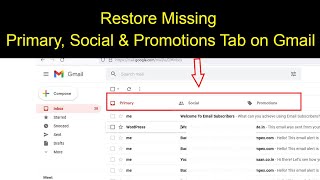 How to Enable Primary, Social and Promotions tab in Gmail?