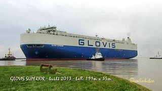preview picture of video 'GLOVIS SUPERIOR V7CX5 IMO 9674189 Emden Germany car carrier Autotransporter tugs pilot typhon'