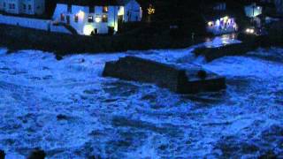 preview picture of video 'Porthleven Harbour Storm Seas. 3jan14'