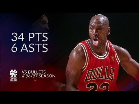 Michael Jordan 34 pts 6 asts vs Bullets 96/97 season