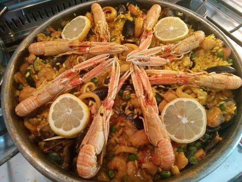 Como hacer paella de mariscos paso a paso/Receta de paella española
