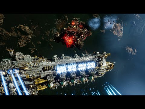 Imperial Navy vs Orks - Skalgrim Mod - 4K Quality - Battlefleet Gothic Armada 2