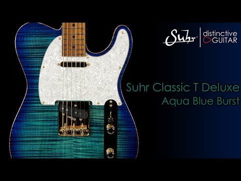 Suhr Classic T Deluxe | Aqua Blue Burst Flame w/ Roasted Birdseye Neck