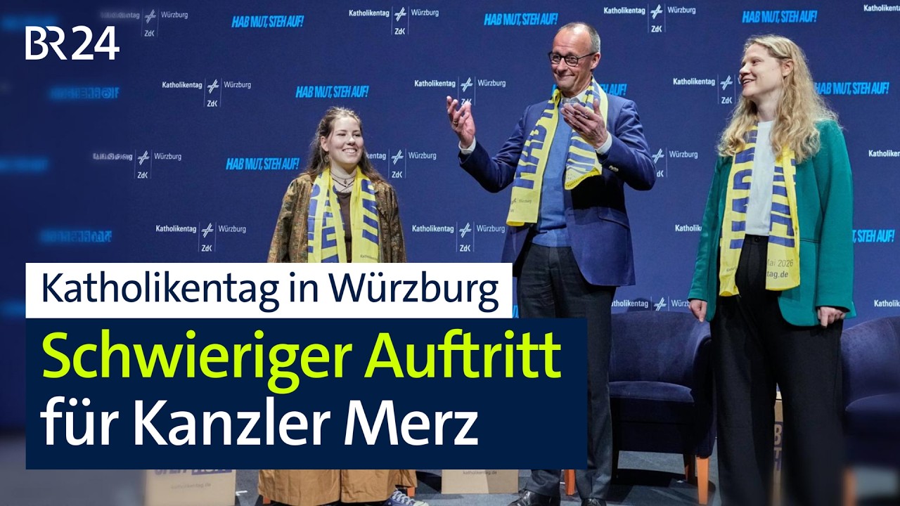 Katholikentag in Würzburg: Schwieriger Auftritt für Kanzler Merz  | BR24