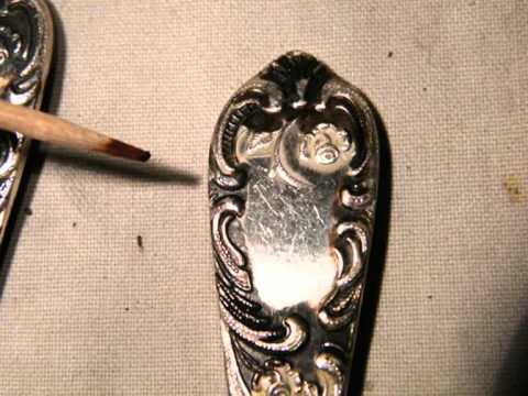 Schwärzen von versilbertes Besteck. Blackening of silver plated cutlery