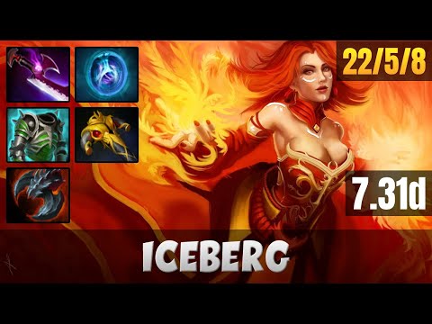 ICEBERG Lina MID LANE Gameplay WITH 22 KILLS | Dota 2 Full Game
