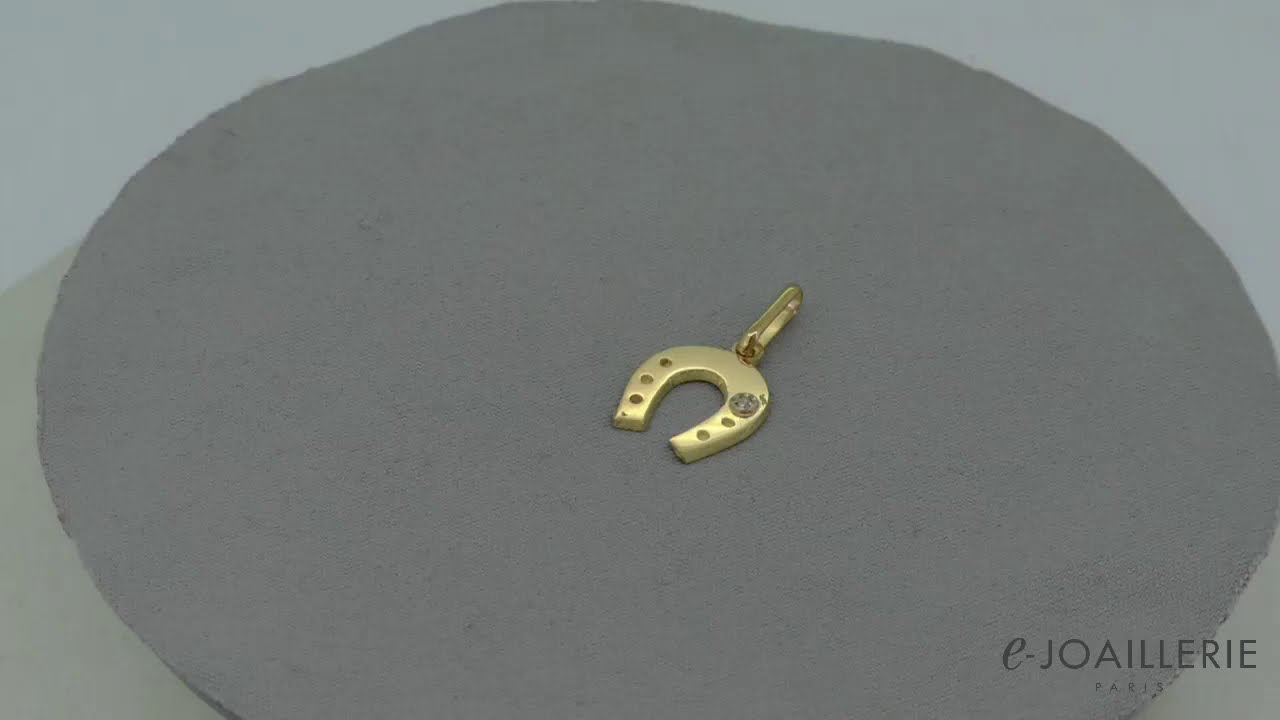 www.e-joaillerie.com - Pendentif or jaune 18 carats fer à cheval et diamant