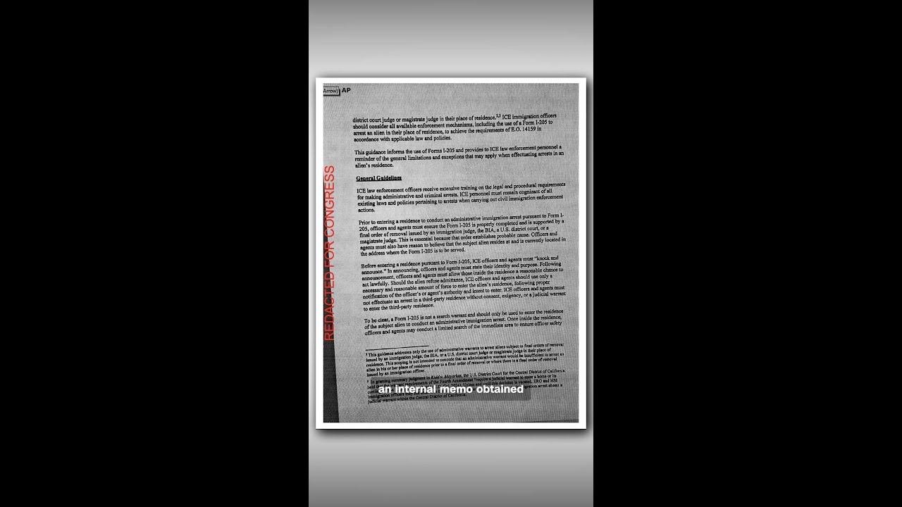 ICE agents can enter homes without judge’s warrant, memo says