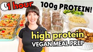 1 HOUR High-Protein Vegan Meal Prep! 💪🏼🌱 100g Protein and 1800 calories