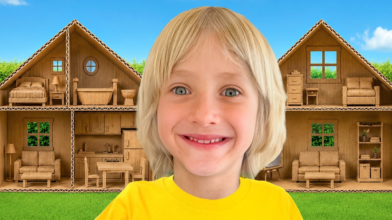 Cardboard Houses Challenge for Kids - funny stories for kids