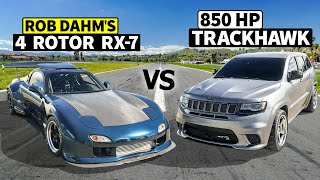 Rob Dahm’s 4 Rotor AWD RX-7 vs 850hp Jeep Trackhawk // THIS vs DAHM