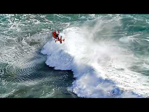 MASSIVE Wave SPLIT Ship & Takes Out Coast Guard Helicopter – REAL Footage