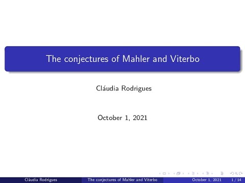 Cláudia Rodrigues - The conjectures of Mahler and Viterbo