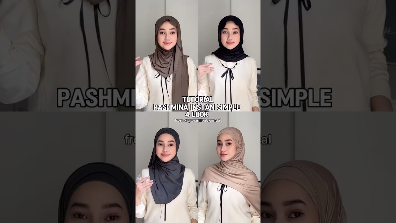 TUTORIAL PASHMINA INSTAN SIMPLE 4 LOOK 🥰🤗😊 #shortsfeed #pashmina #tutorial