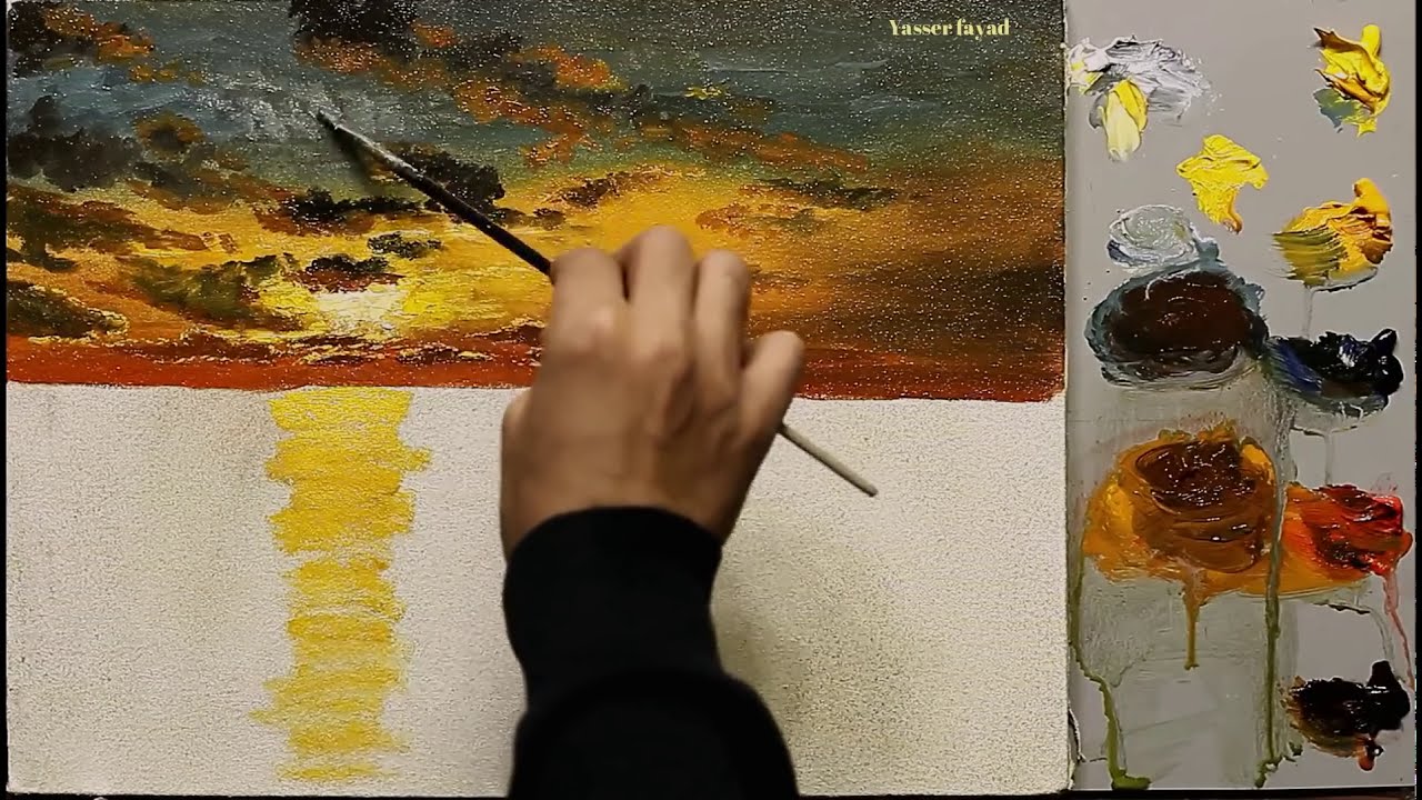 oil painting tutorial of a sunset by yasser fayad