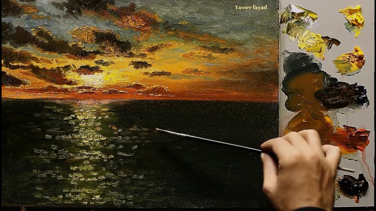 oil painting tutorial of a sunset by yasser fayad