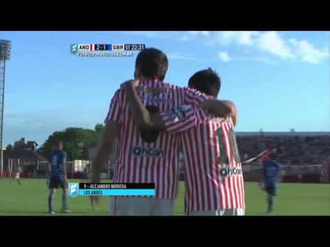Gol de Noriega. Los Andes 2 - Guillermo Brown 1. Fecha 42. Primera B Nacional 2015. FPT.