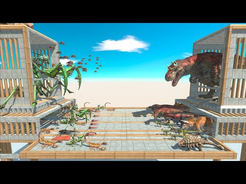 King Giant Mantis vs King T-Rex Army on Arena in Animal Revolt Battle Simulator
