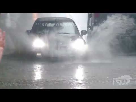 08-22-2022 Bourne, MA  - Cape Cod - Torrential Rains - Stranded Motorist In Flooded Roadway