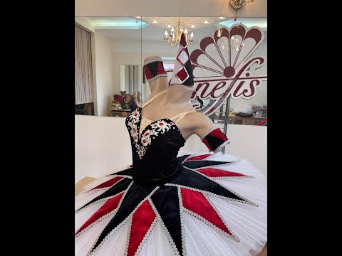 Costum de balet de scenă Columbine Harlequinade Spărgătorul de nuci P 0292 - video 3