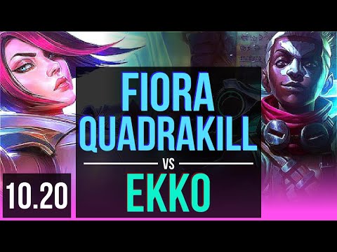 FIORA vs EKKO (MID) | Quadrakill, 5 early solo kills, KDA 12/1/2, Godlike | NA Master | v10.20