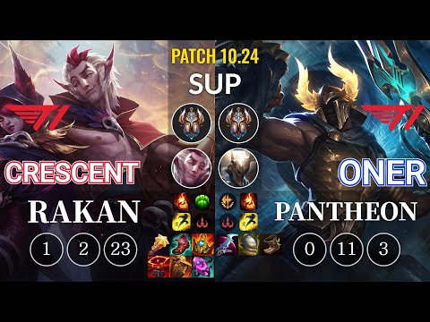 T1 Crescent Rakan vs T1 Oner Pantheon Sup - KR Patch 10.24