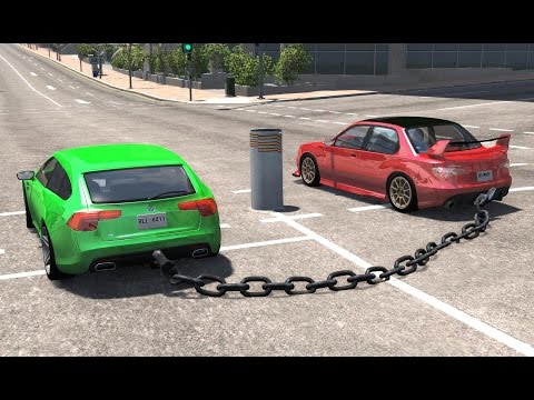 Chained Cars Crash Testing - BeamNG DRIVE - HD