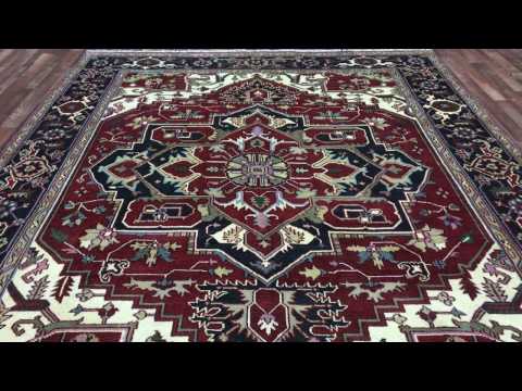 Red, Beige and Black Serapi Oriental Rug 8'10X12' - W 276