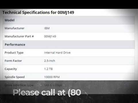 00MJ149 IBM 1.2TB 10000RPM SAS 6Gbps 2.5-inch Internal Hard Drive